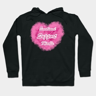 Emotional Support Kindle Pink - Text On Fluff Heart Hoodie